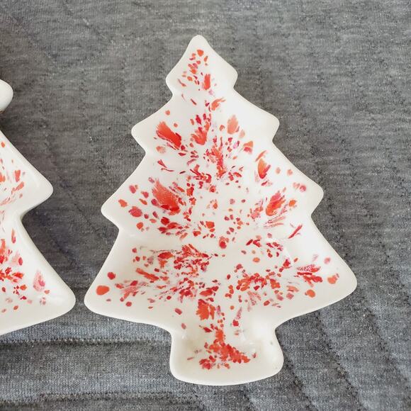 Vintage 70s Ceramic Christmas Tree Candy Nut Dishes X3 Nesting Speckled Confetti - Picture 7 of 11